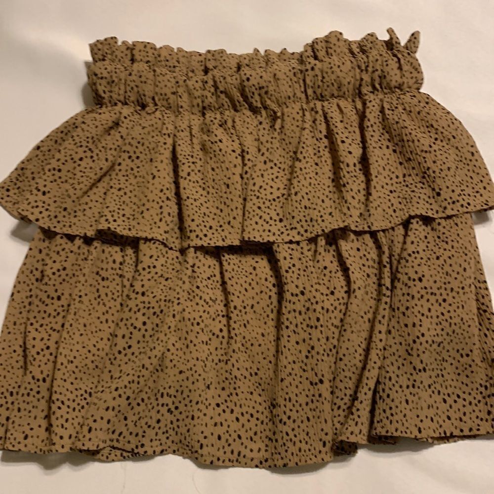 Mustard Seed Size Medium black/tan ruffle tier fully lined mini skirt